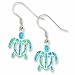 Sterling Silver Created Blue Opal Inlay Tortoise Dangle Earrings