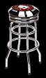 Barstool w 2 Foot Rings - Chrome Seat Ring w Swivel Poker Chip Chairs Barstools