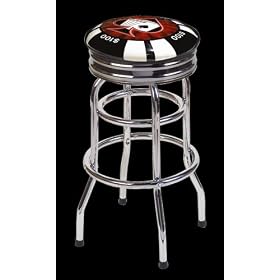 Barstool w 2 Foot Rings - Chrome Seat Ring w Swivel Poker Chip by 