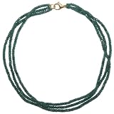 14k Yellow Gold Emerald Roundel Triple Strand Necklace, 16