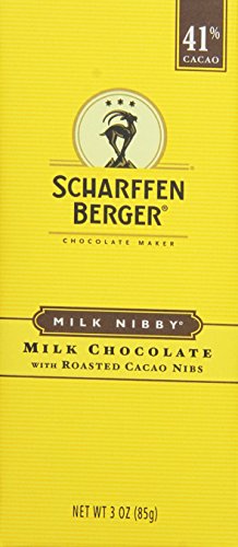 SCHARFFEN BERGER MILK NIBBY Milk Chocolate with Roasted Cacao Nibs (3-Ounce Bars, Pack of 6)