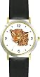 Leopard Cat - WATCHBUDDY&reg; DELUXE TWO-TONE THEME WATCH - Arabic Numbers - Black Leather Strap-Size-Large ( Men's Size or Jumbo Women's Size )