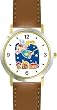 Angel with Shooting Star - Cherub, Angel or Cupid Theme - WATCHBUDDY&reg; DELUXE TWO-TONE THEME WATCH - Arabic Numbers - Brown Leather Strap-Size-Large ( Men's Size or Jumbo Women's Size )