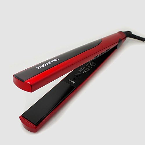 Kiloline Professional Hair Straightener Hair Iron Ceramic Tourmaline Flat Iron Negative Ionic Generator LCD Display Adjustable Temperature from 250- 410°F Worldwide Dual Voltage 100-240V (Red)
