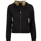 FULL TILT Leopard Fur Trim Hoodie - Black