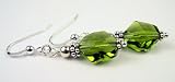 Peridot Swarovski Crystal Sterling Silver Birthstone Earrings