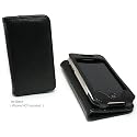 BoxWave Designio Leather Case Horizontal Flip Cover Design - Case for cellular phone - leather - jet black - Apple iPhone