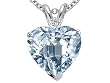1.77 cttw Genuine 8mm. Heart Shape Aquamarine and Diamond Pendant - 14kt White Gold