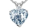 1.77 cttw Genuine 8mm Heart Shaped Aquamarine and Diamond Pendant in 14k White Gold