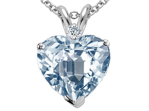 Heart Shaped Aquamarine Pendant - White or Yellow Gold 1.00 cts - FREE SHIPPING!