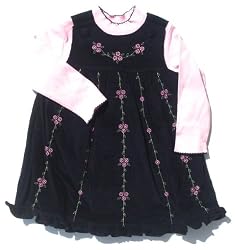 Good Lad Infant Girl Navy Floral Corduroy Jumper