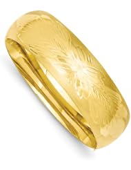 14k Gold 13/16 Oversize Florentine Engraved Hinged Bangle Bracelet