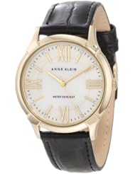 Anne Klein Womens AK/1164INST Gold-Tone Interchangeable Leather Strap Box Set Watch