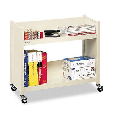 Bretford BRER227 Steel Slant Shelf Single-Sided Book Cart/Stand - Putty On Sale