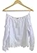 VIISHOW Women's Strap Off Shoulder Lace Crochet Crop Top Blouse (S, White)