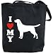 Canvas Tote Bag Black  I Love My Labrador Retriever  Silhouette Dog