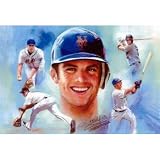 Professionally Framed David Wright (New York Mets, In Action) Sports Poster Print - 11x17 with RichAndFramous Black Wood Frame