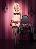 3Pc Naughty Set, Dotted Mesh Demi Bra, Garter Belt, G-String
