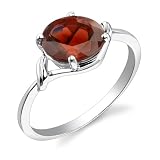 Sterling Silver 2.50 cts Oval Shape Garnet Ring Size 8