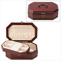Elegant Rosewood Finish Jewelry Box Case Holder Tray Elegant Rosewood Finish Jewelry Box Case Holder Tray