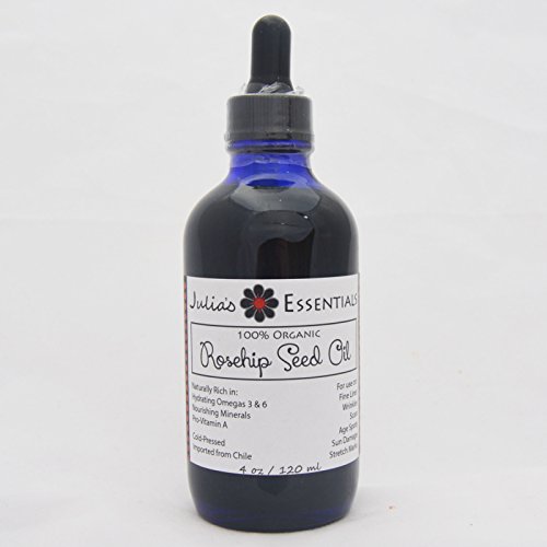 ROSEHIP Seed Oil - 100% Organic! For Face, Body & Hair. ★ Cold Pressed ★ Julia's Essentials - Pure. Natural. BEST! (4 oz)