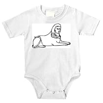 Onesie with Africa, "black and white", Egypt, sphinx, "Middle East", historical, relic, animal, statue, artifact