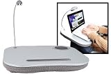 Support Ordinateur Portable Coussin avec lampe - Coloris Gris - Très confortable, en micro billes