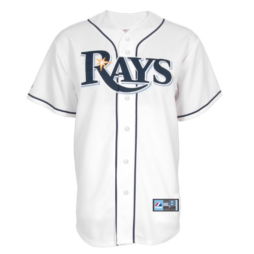 MLB Men's Tampa Bay Rays Ben Zobrist White Home Short Sleeve 6 Button Synthetic Replica Baseball Jersey Spring 2012  (White, Large)