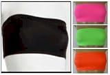 NEON COLORS! Nylon/Lycra Strapless Bandeau Crop Tube Top Bra/Swimwear Top in 3 Neon Colors. Available Junior Sizes S, M, L, XL (Please read details and measurements)