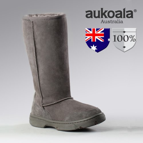 Aukoala Snow Boots Australia Sheepskin Warm Milan Tall For Womens_Gray_Us Size 6 On Sale