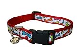 Large Bones Jewel Dog Collar: 1" wide, Adjusts 18-28".