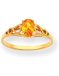 MadiK® Childrens 14K Yellow Gold Synthetic Oval Citrine Polished Ring Sz 3