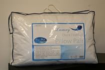 Homescapes - White Duck FEATHER Pillow PAIR - Department Store Quality - Anti Dust Mite - Wash at Home Range - medium / soft firmness