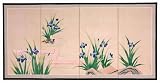 Asian Art & D�cor - 36 x 72 Blue Pond Life Hand painted Chinese Silk Wall Screen