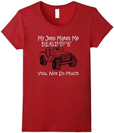 Women's MY JEEP MAKES ME HAPPY YOU, NJeep Girl T-shirt,Artix Jeep Gi XL Cranberry