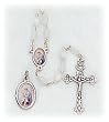 Mother of Pearl Rosary - Mary with Flowers - 7mm Faux Mother of Pearl Beads - 18in. Chain - Center Piece with Matching Pendant - Gift Box Included - IMPORTED FROM ITALY