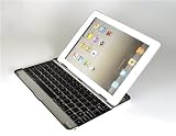 Apple iPad 2 Aluminum Bluetooth Keyboard Case Cover Stand 16 GB, 32 GB, 64 GB (Silver Exterior and Black Keys)