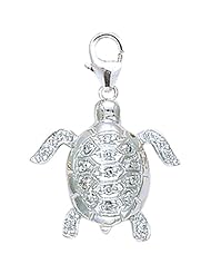 14K White Gold Diamond Turtle Charm