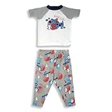 B.T. Kids - Toddler Boys Short Sleeved Cotton Pajama Set, White, Multi (Size 4T)