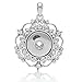 Souarts Antique Silver Color Flower Rhinestone Snap Button Jewelry Charm Pendant for DIY Bracelet (Silver 7)