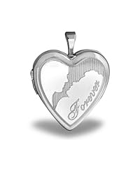 Sterling Silver Heart "Forever" Couple Locket 3/4 inch x 3/4 inch