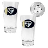 San Diego Padres Oval Logo 2 Piece Pint Ale Glass Set with Baseball Bottom