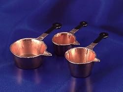 Dollhouse Miniature Set of 3 Copper Pots