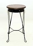 Wrought Iron Ice Cream Parlor Stool, Medium-20.25 Inches High x 11 3/8 Inch Diameter Seat. Oak Veneer Top.