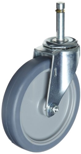 E.R. Wagner 2F69 5 Diameter TPR Rubber Tread/Polyolefin Wheel Light Duty Swivel Stem Caster, 7/16 Diameter X 1-29/32 Length Friction Ring Stem, 145 lbs Capacity Range