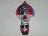 FLORIDA GATORS 5 1/2 tall and 3 wide Blown Glass Parachuting Santa CHRISTMAS ORNAMENT