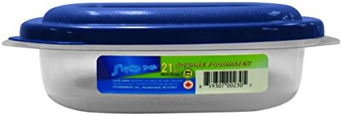 StoreMaxx Foodmates 230 Square Food Storage Container with Clear/Blue Lid (Pack of 12), 21 oz., Slate Blue/Opaque