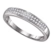 Ladies 10k White Gold Micro Pave Diamond Wedding Band " Size 7 "