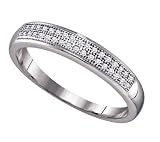 Ladies 10k White Gold Micro Pave Diamond Wedding Band " Size 7 "