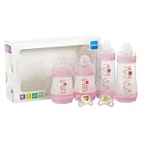 MAM Baby - Gift Set - 4 Bottles and 2 Pacifiers (0+ Months) - Pink
